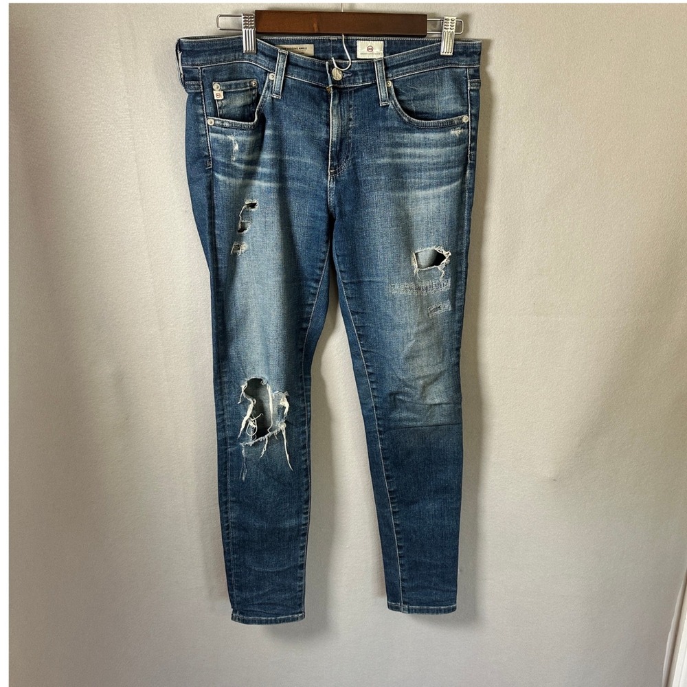 AG Adriano Goldschmied The Legging Ankle Jeans Womens 29R Blue Distressed Skinny